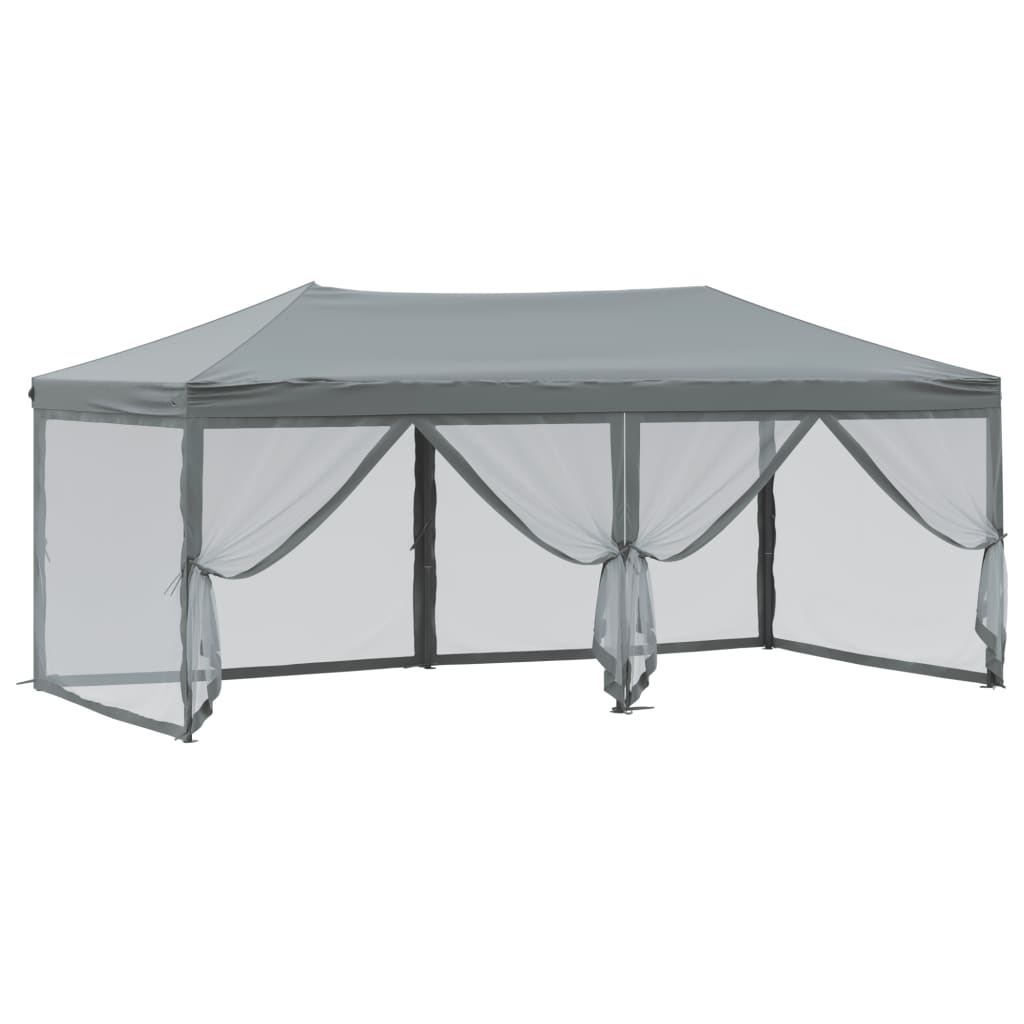 Partytent inklapbaar met zijwanden 3x6 m antracietkleurig