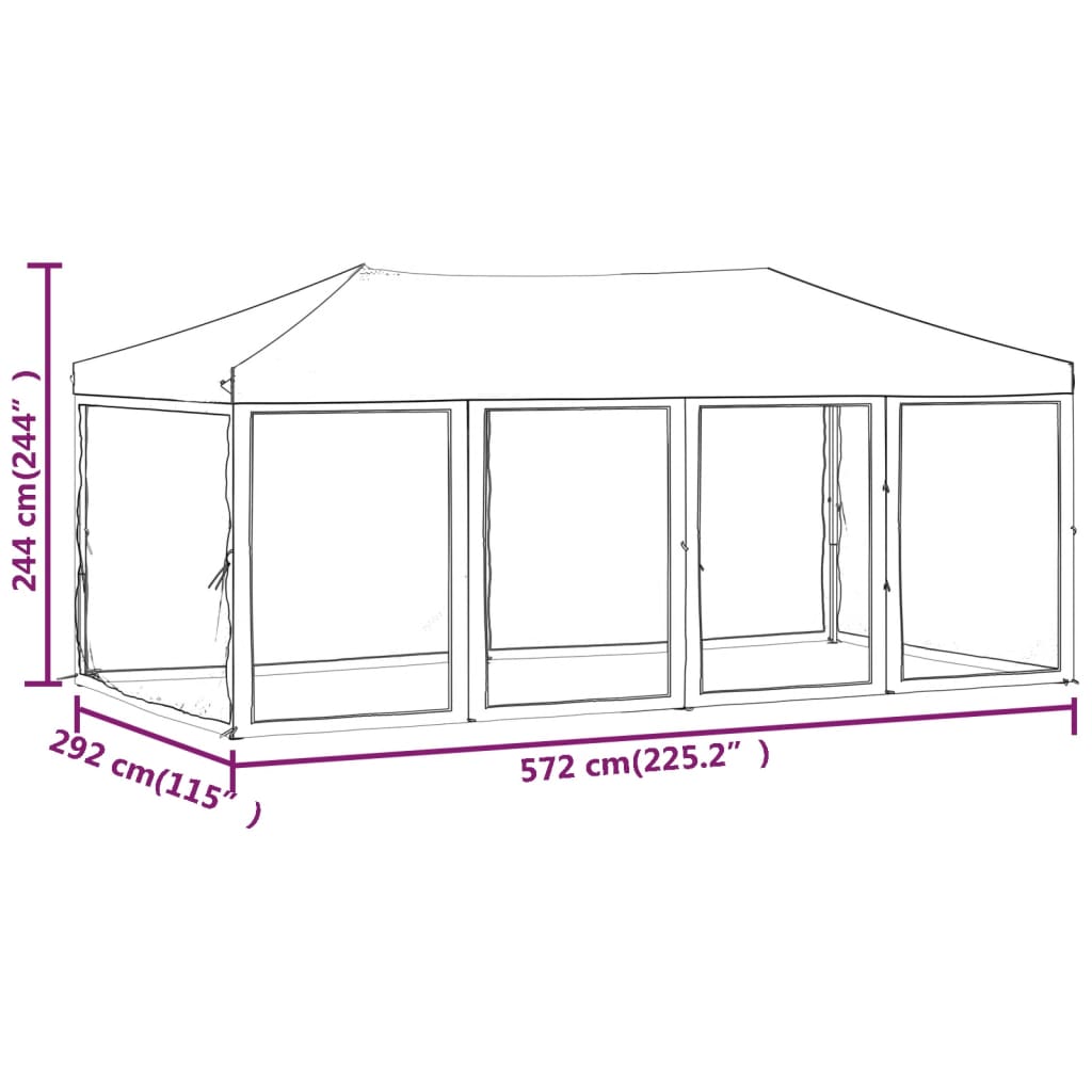 Partytent inklapbaar met zijwanden 3x6 m wit