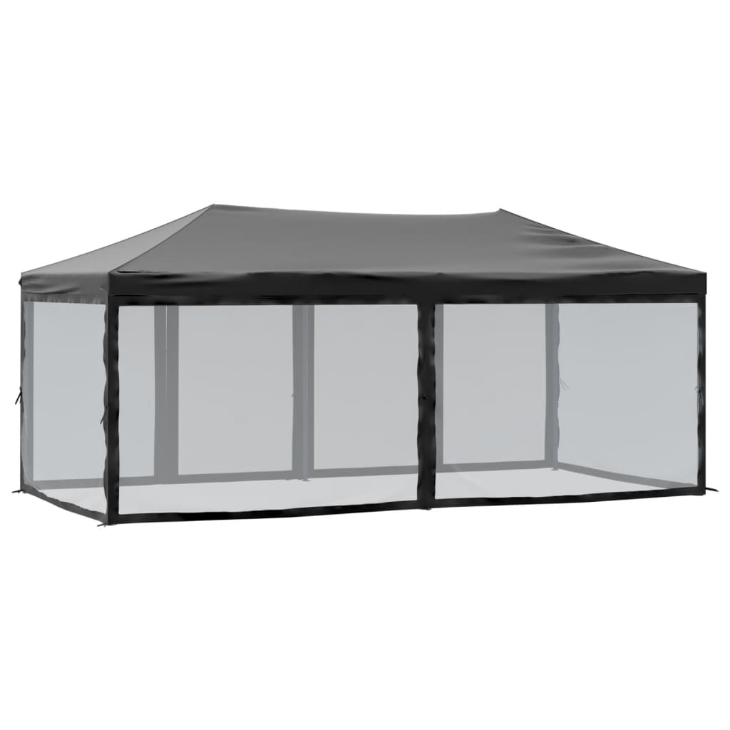 Partytent inklapbaar met zijwanden 3x6 m zwart