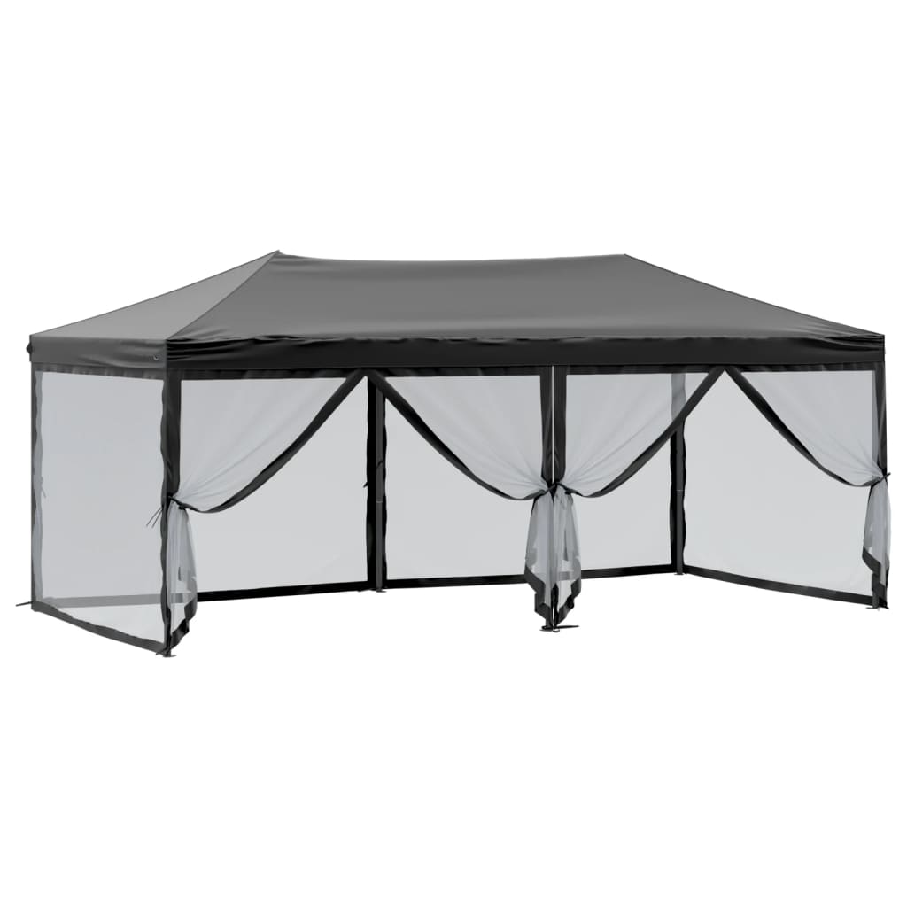 Partytent inklapbaar met zijwanden 3x6 m zwart