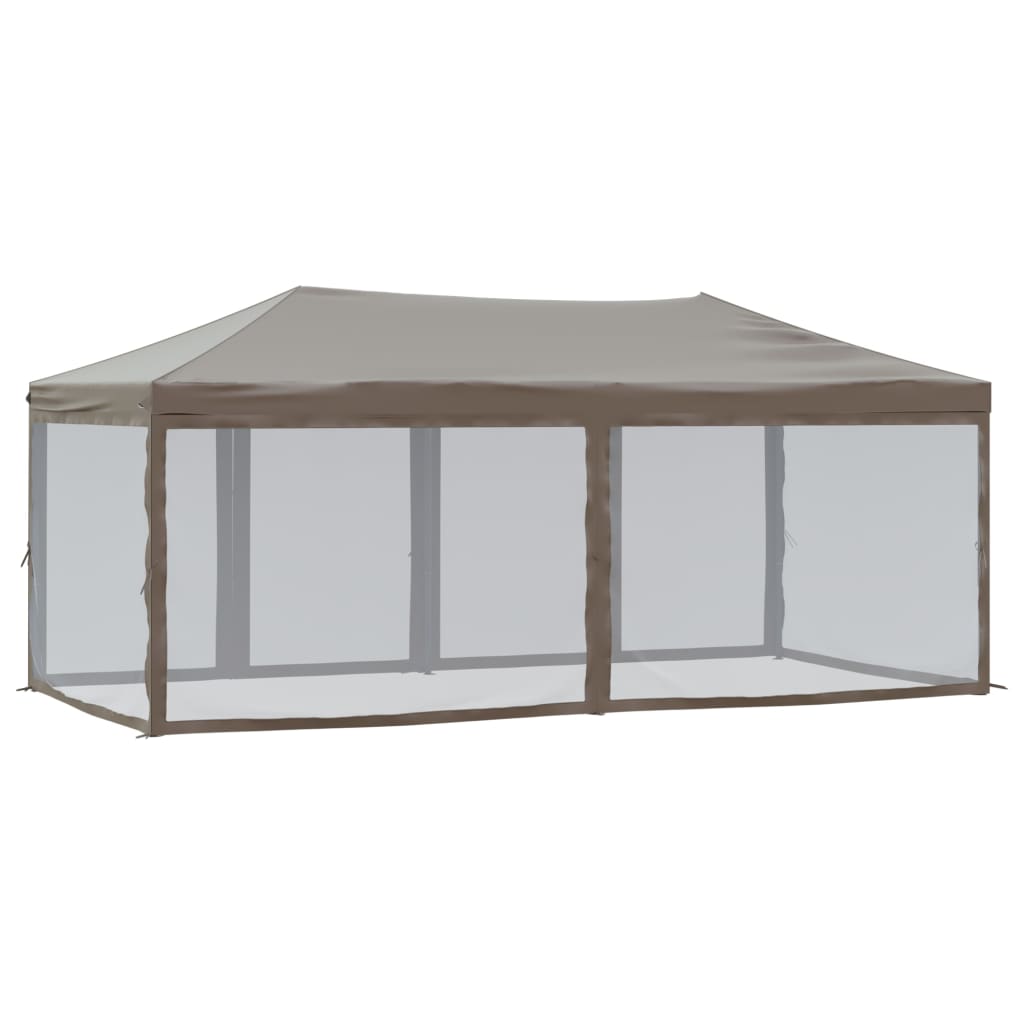 Partytent inklapbaar met zijwanden 3x6 m taupe