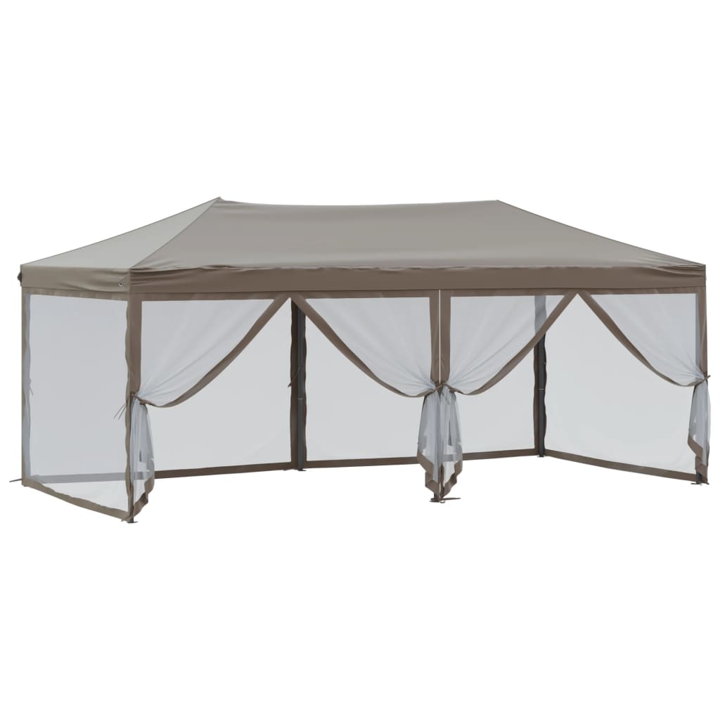 Partytent inklapbaar met zijwanden 3x6 m taupe