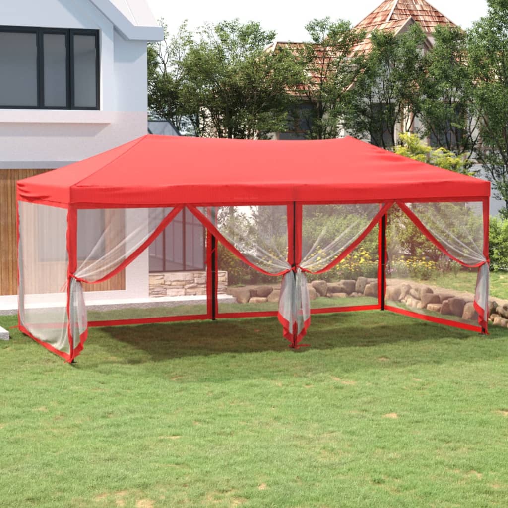 Partytent Inklapbaar Met Zijwanden 3 x 6 m Rood