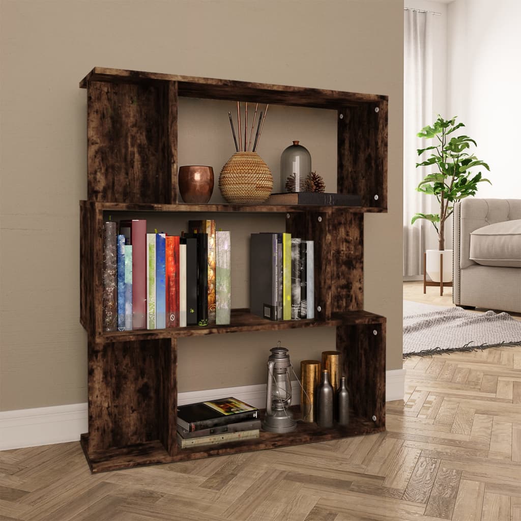 Boekenkast / kamerscherm 80x24x96 cm bewerkt hout gerookt eiken