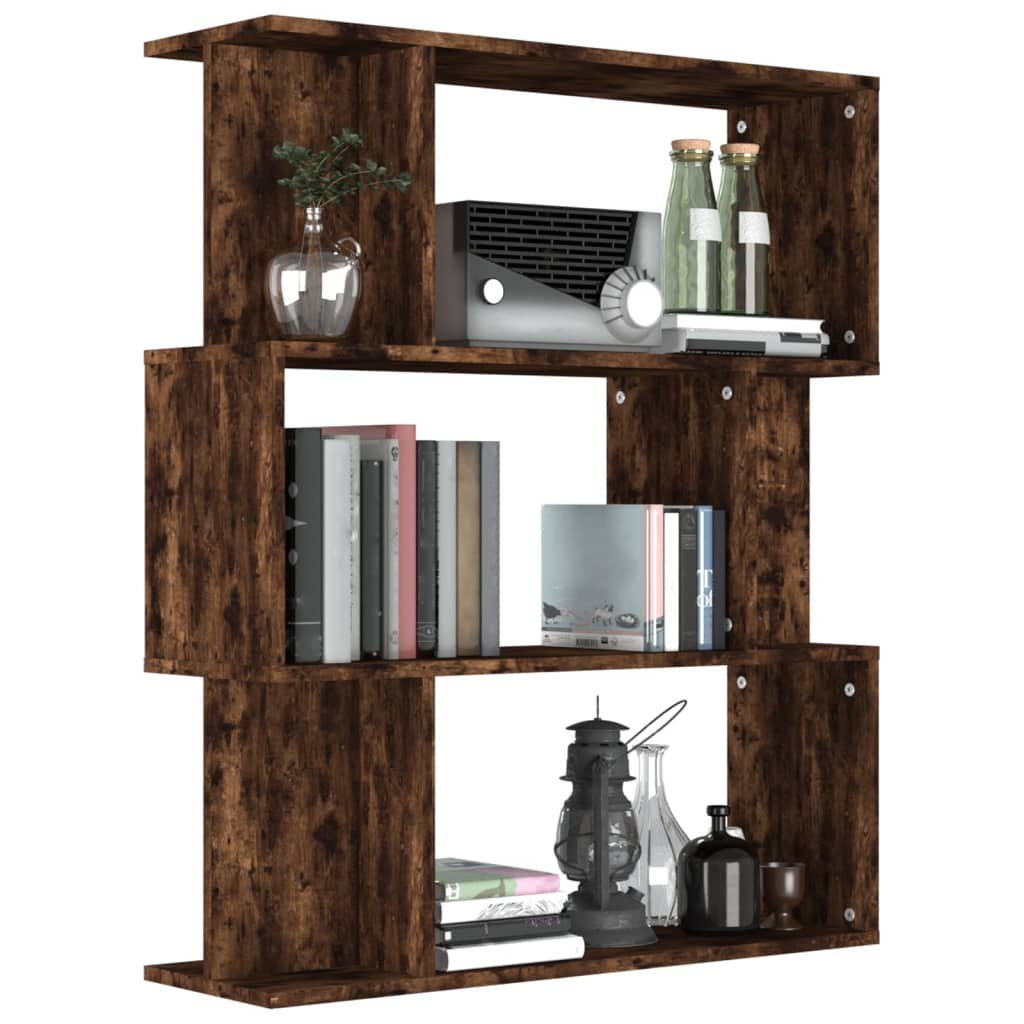 Boekenkast / kamerscherm 80x24x96 cm bewerkt hout gerookt eiken