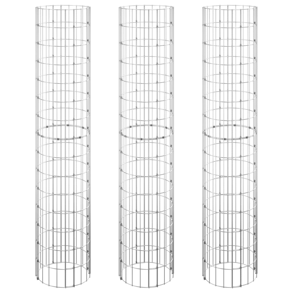 Gabion Plantenbakken 3 St Rond Verhoogd Ø30X50 Cm Staal Ø 30 x 150 cm (3 pcs)