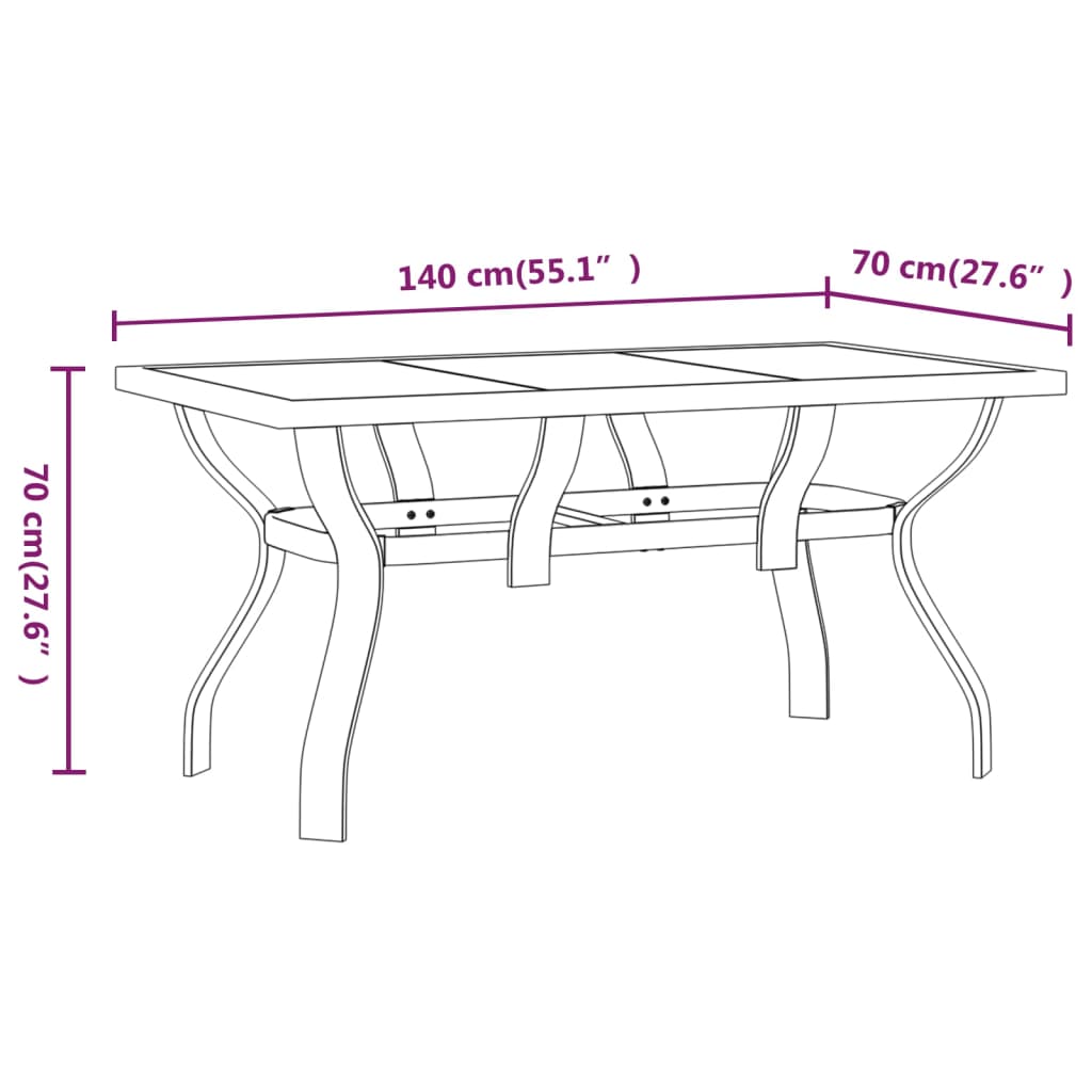 7-delige Tuinset grijs en zwart