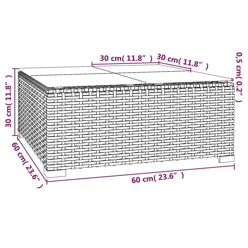 6-Delige Loungeset Met Kussens Poly Rattan Zwart 1 Zwart en crème 4x hoek + midden + Tafel