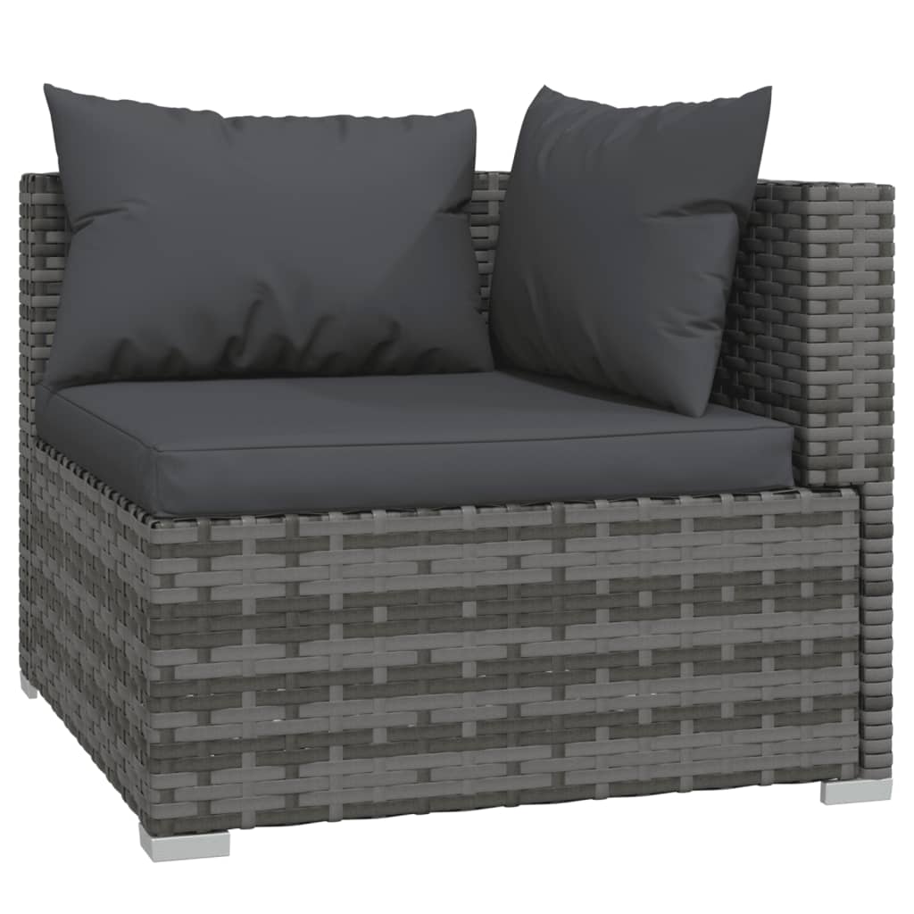 6-Delige Loungeset Met Kussens Poly Rattan Grijs 1 Grijs en antraciet 4x hoek + 2x midden