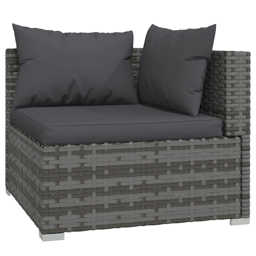 8-Delige Loungeset Met Kussens Poly Rattan Grijs 1 Grijs en antraciet 6x hoek + 2x midden