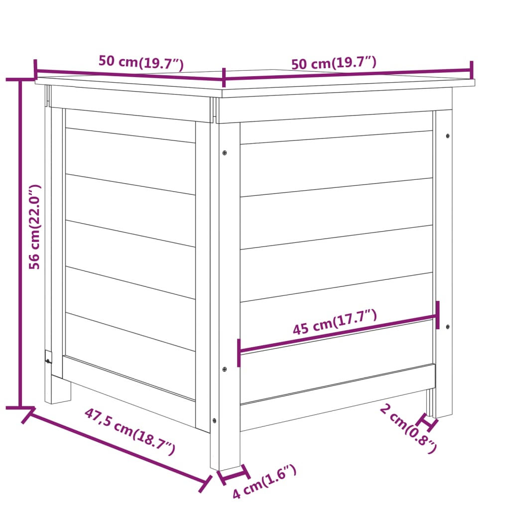 Kussenbox 50x50x56 cm massief vurenhout