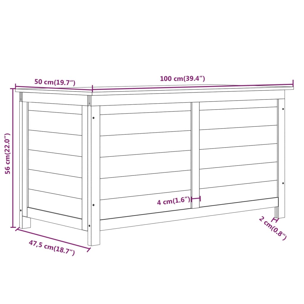 Kussenbox 100x50x56 cm massief vurenhout