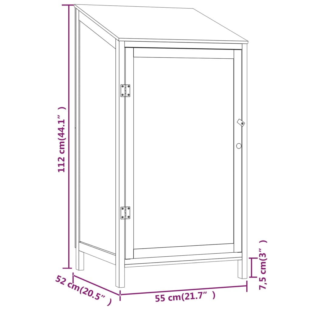 Tuinschuur 55x52x112 cm massief vurenhout antracietkleurig