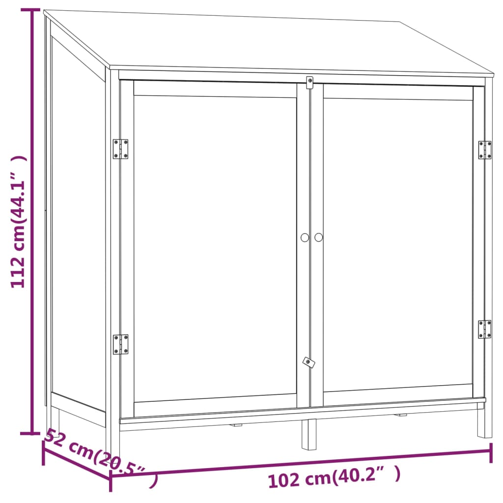 Tuinschuur 102x52x112 cm massief vurenhout antracietkleurig