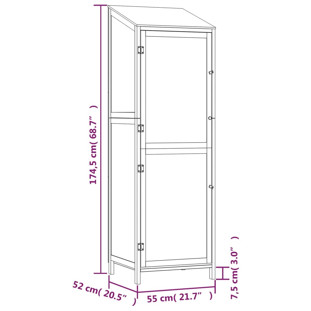 Tuinschuur 55x52x174,5 cm massief vurenhout wit