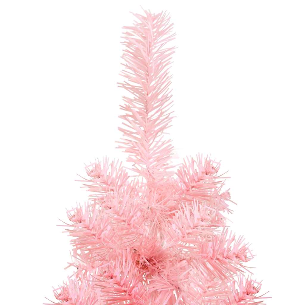 Kunstkerstboom half met standaard smal 150 cm roze