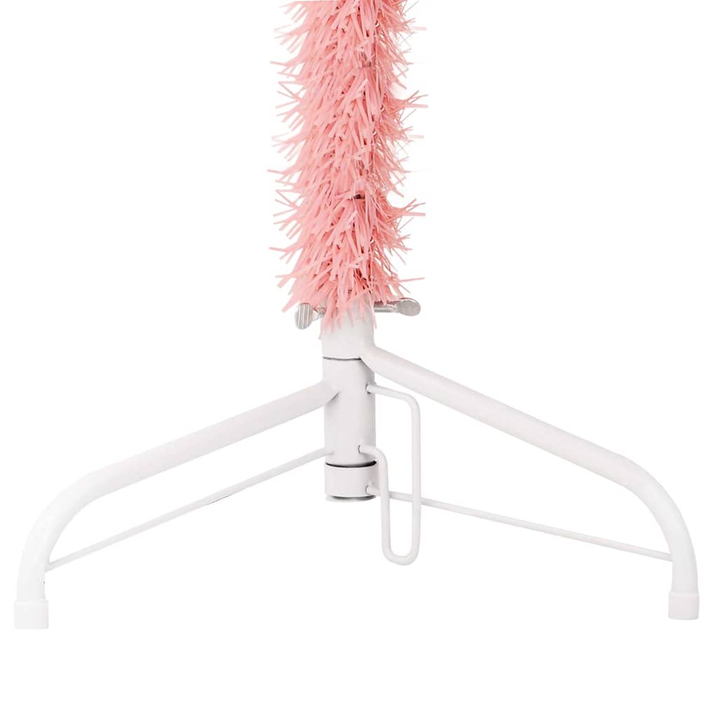 Kunstkerstboom half met standaard smal 180 cm roze