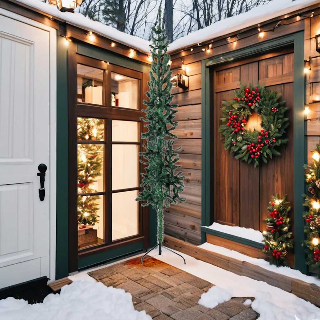 Kunstkerstboom half met standaard smal 240 cm groen