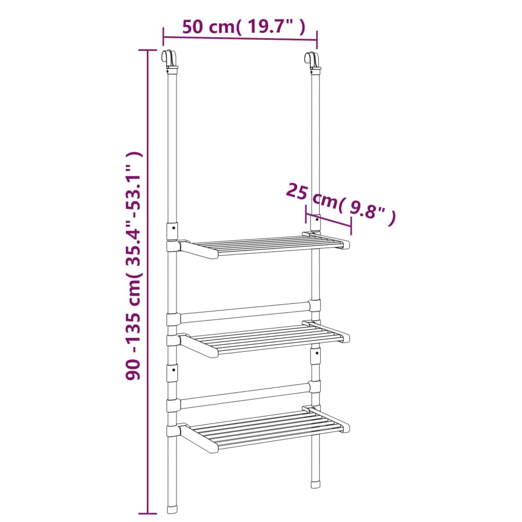 Droogrek 3-laags hangend aluminium