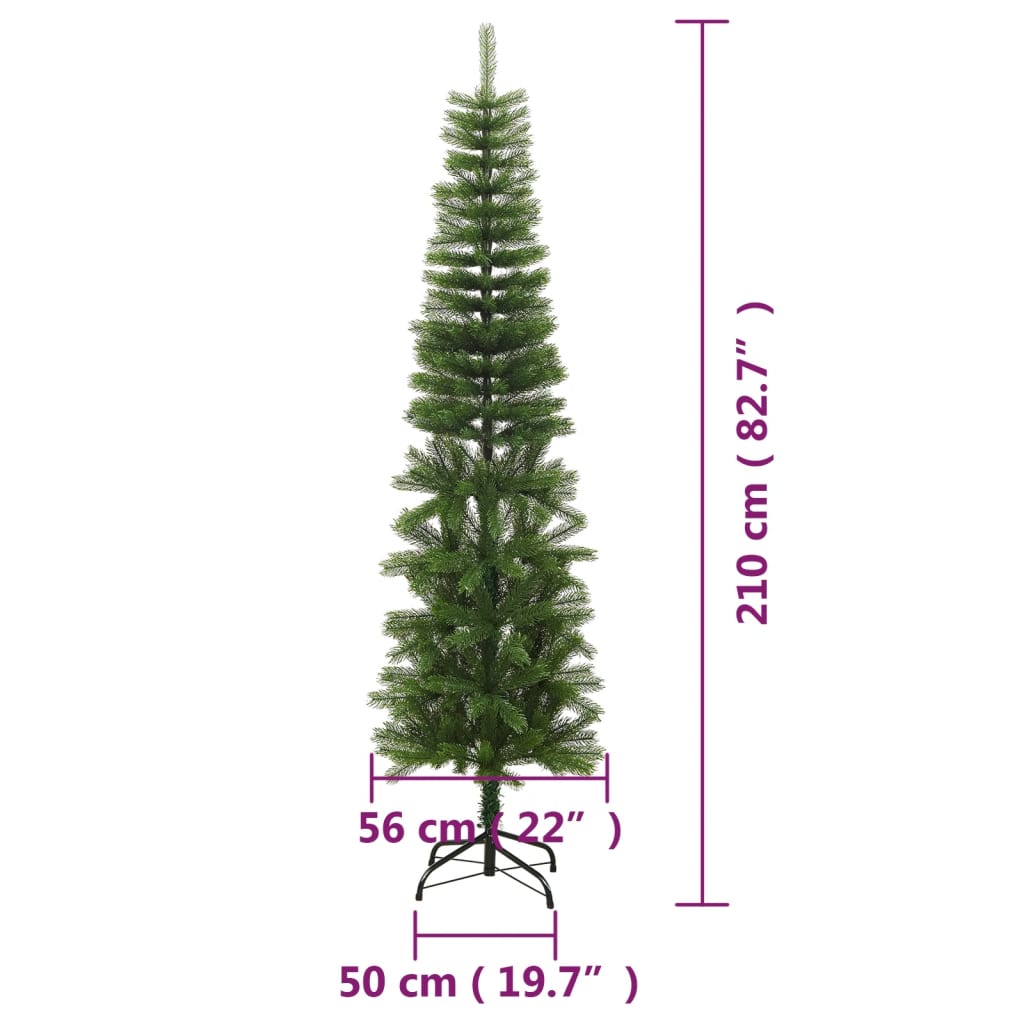 Kunstkerstboom met standaard smal 210 cm PE