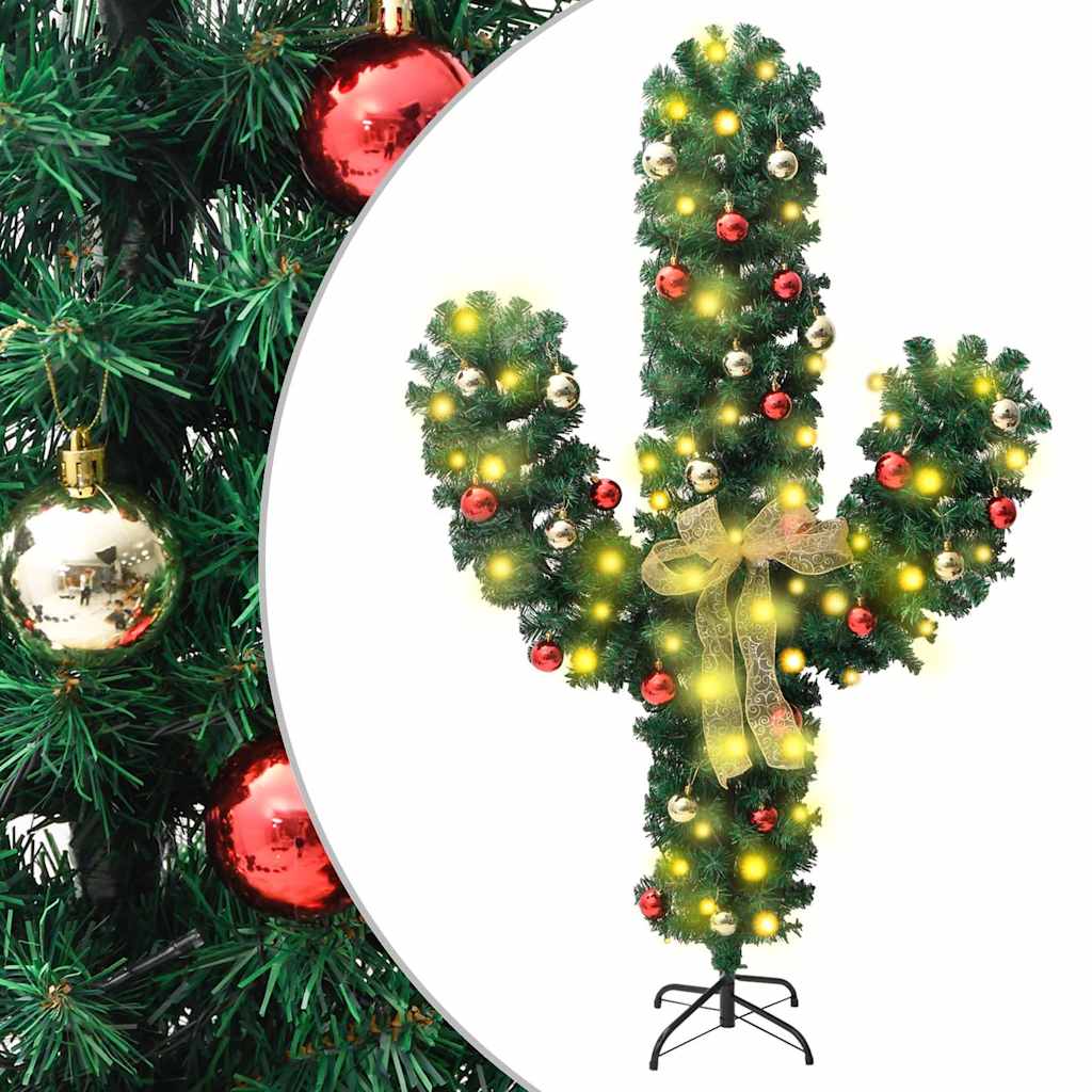 Kerstcactus met standaard en LED's 210 cm PVC groen