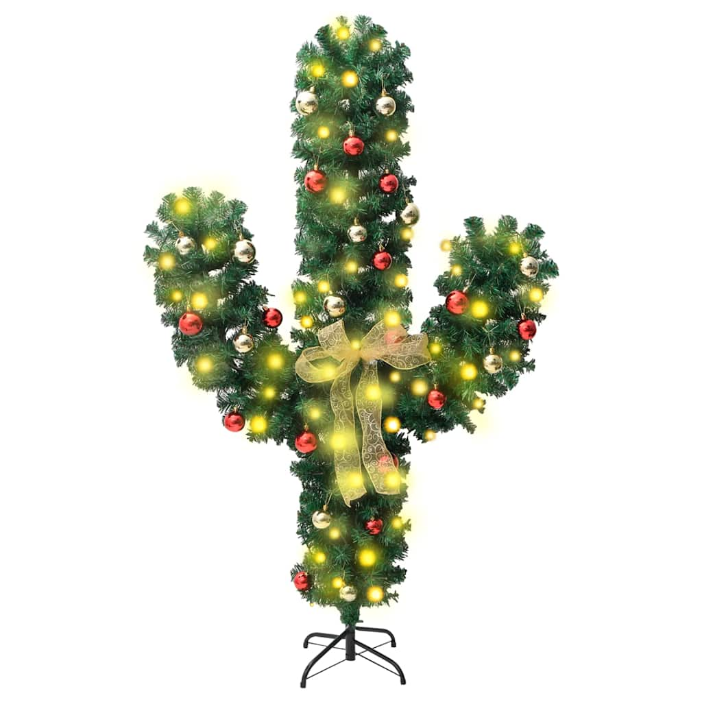 Kerstcactus met standaard en LED's 210 cm PVC groen