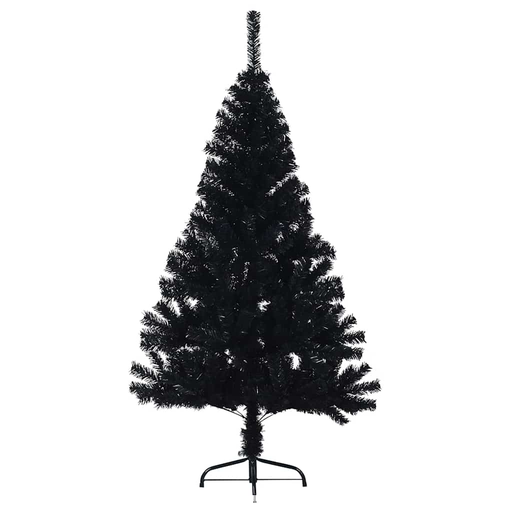 Kunstkerstboom met standaard half 150 cm PVC zwart