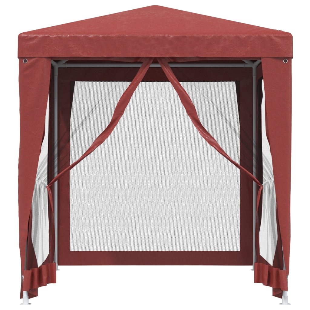 Partytent met 4 mesh zijwanden 2x2 m HDPE rood