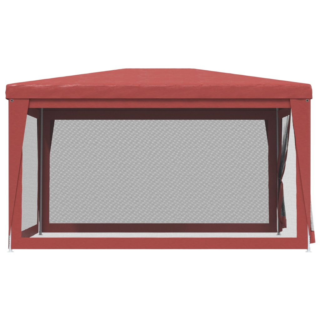 Partytent met 4 mesh zijwanden 3x4 m HDPE rood