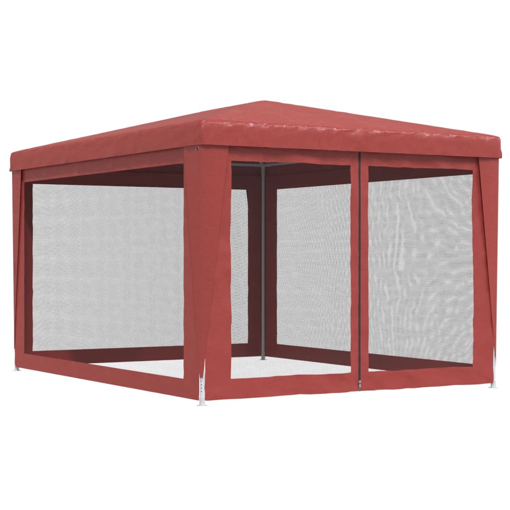 Partytent met 4 mesh zijwanden 3x4 m HDPE rood