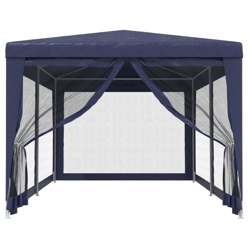 Partytent met 6 mesh zijwanden 3x6 m HDPE blauw