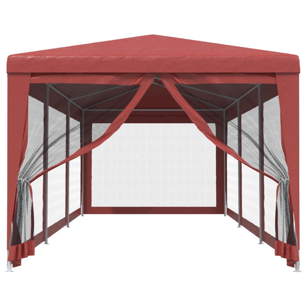 Partytent met 8 mesh zijwanden 3x9 m HDPE rood