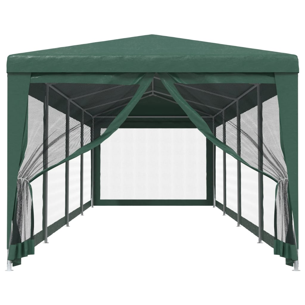 Partytent met 10 mesh zijwanden 3x12 m HDPE groen