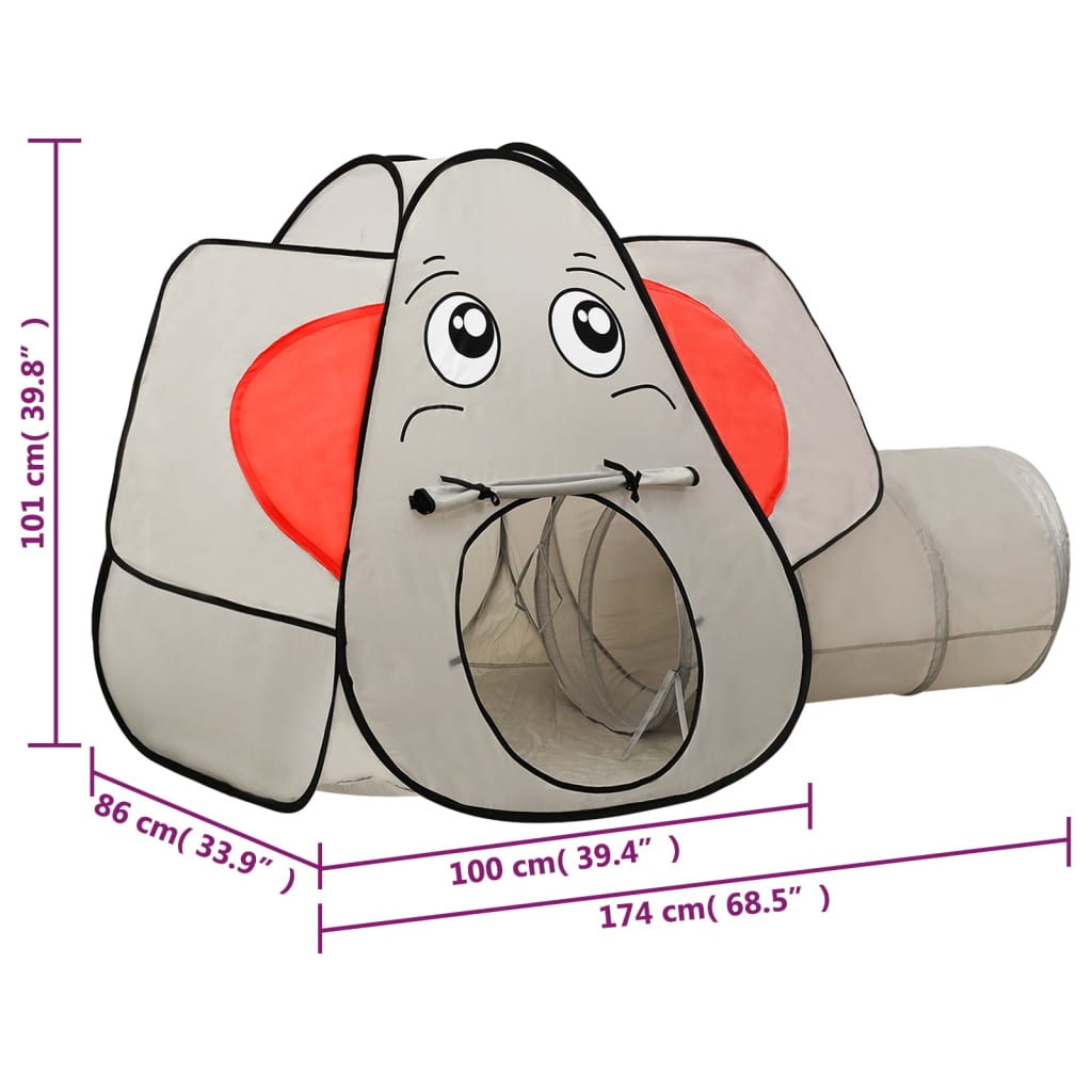 Kinderspeeltent Met 250 Ballen Olifant 74X86X0 Cm Grijs Meerkleurig 1