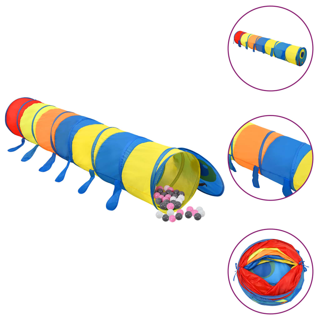 Kinderspeeltunnel met 250 ballen 245 cm polyester meerkleurig