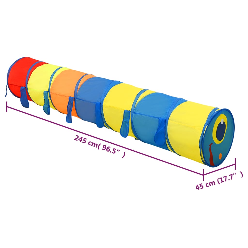 Kinderspeeltunnel met 250 ballen 245 cm polyester meerkleurig