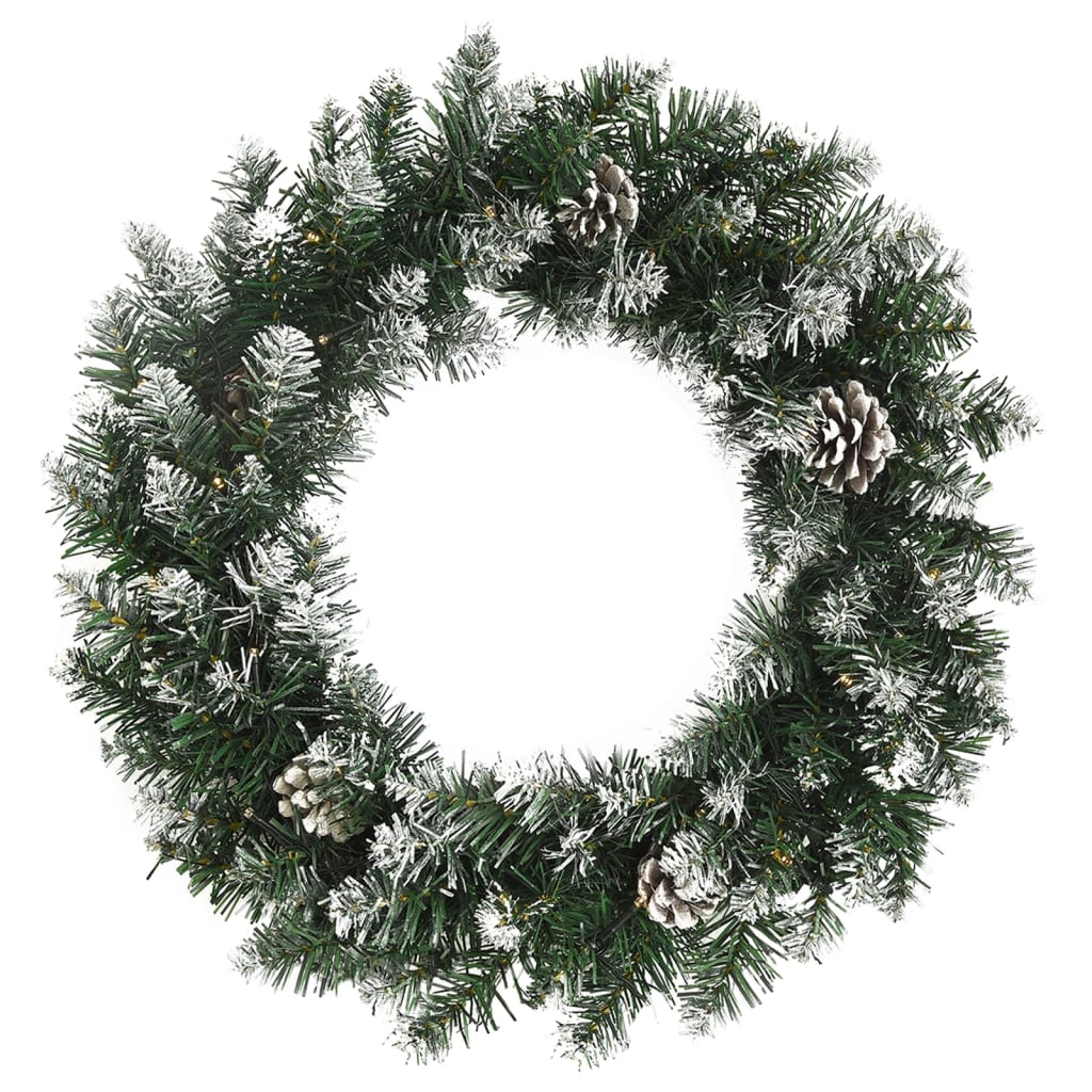 Kerstkrans met LED-lampjes 60 cm PVC groen