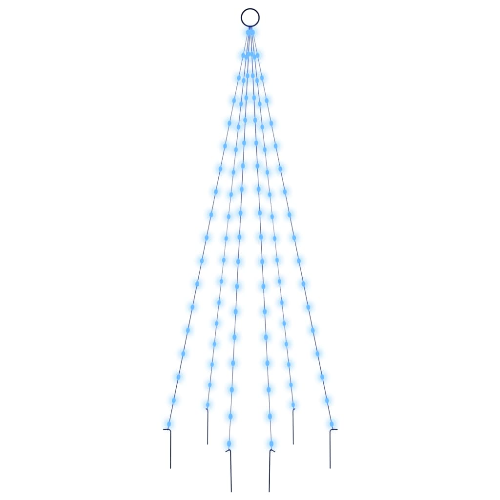 Vlaggenmast kerstboom 108 LED's blauw 180 cm