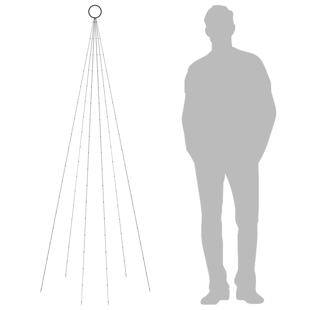 Vlaggenmast kerstboom 108 LED's blauw 180 cm