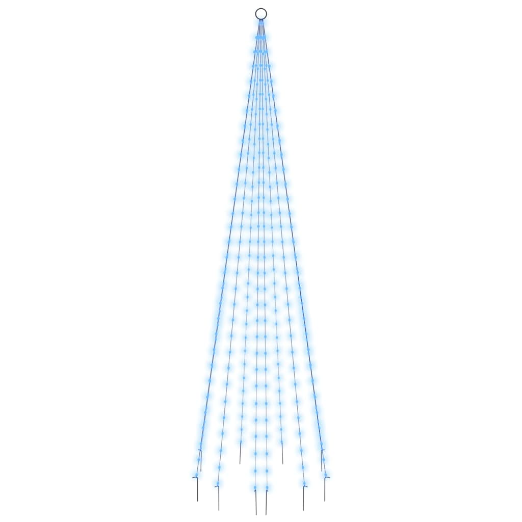 Vlaggenmast kerstboom 310 LED's blauw 300 cm