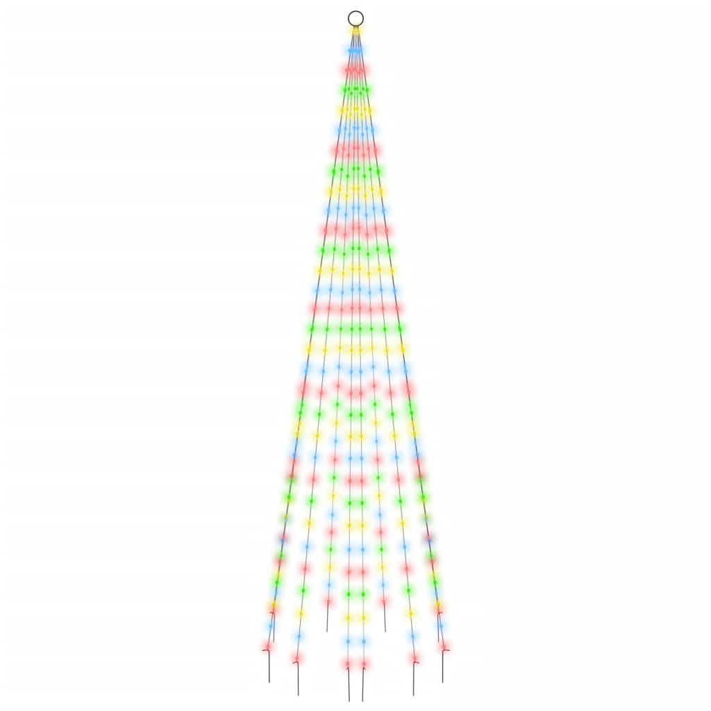 Vlaggenmast kerstboom 310 LED's meerkleurig 300 cm