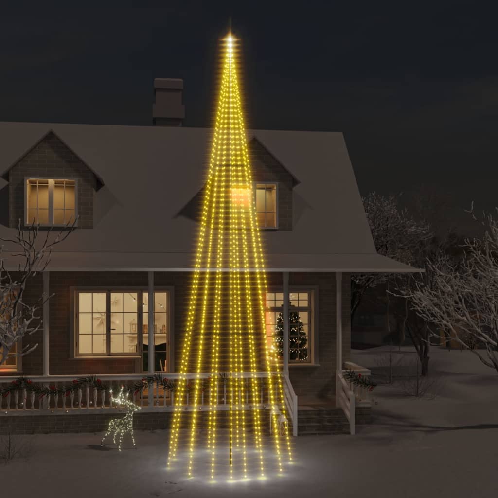 Vlaggenmast kerstboom 1134 LED's warmwit 800 cm