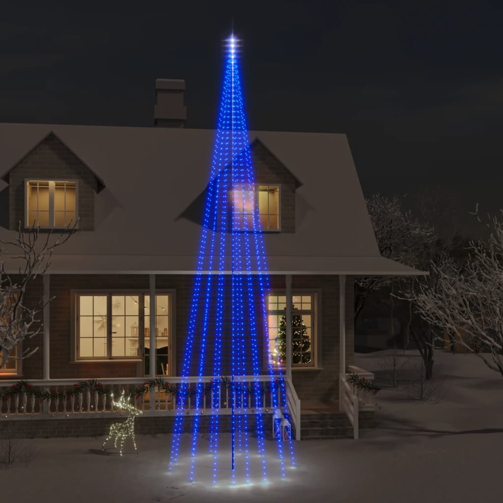 Vlaggenmast kerstboom 1134 LED's blauw 800 cm