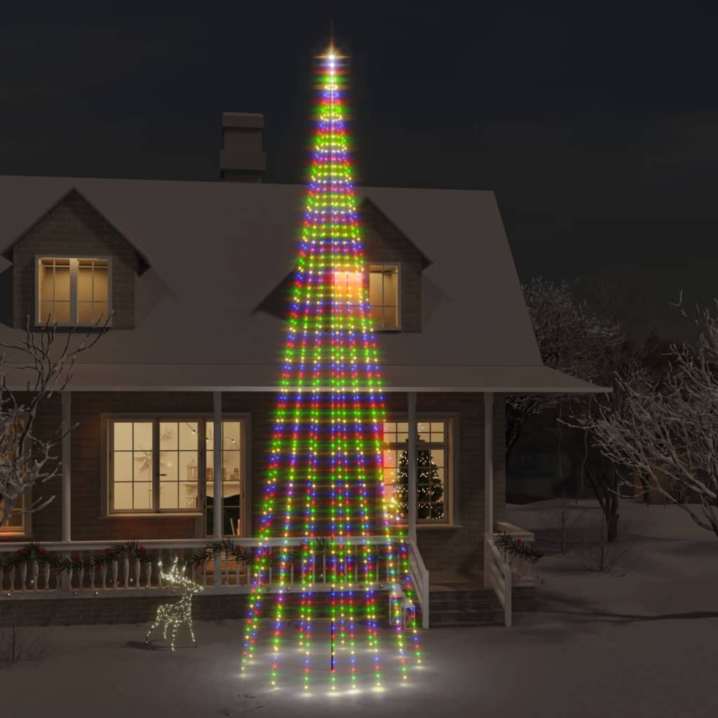 Vlaggenmast kerstboom 1134 LED's meerkleurig 800 cm