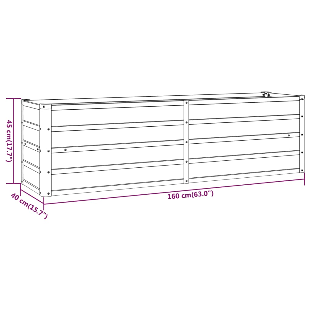 Plantenbak verhoogd 160x40x45 cm cortenstaal roestig