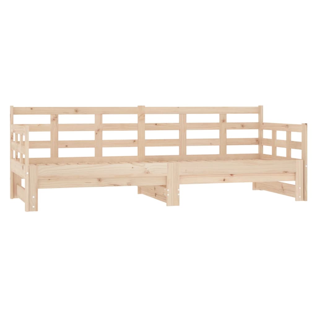 Slaapbank Uitschuifbaar Massief Grenenhout 2X(80X200) Cm 2x (80 x 200) cm Naturel