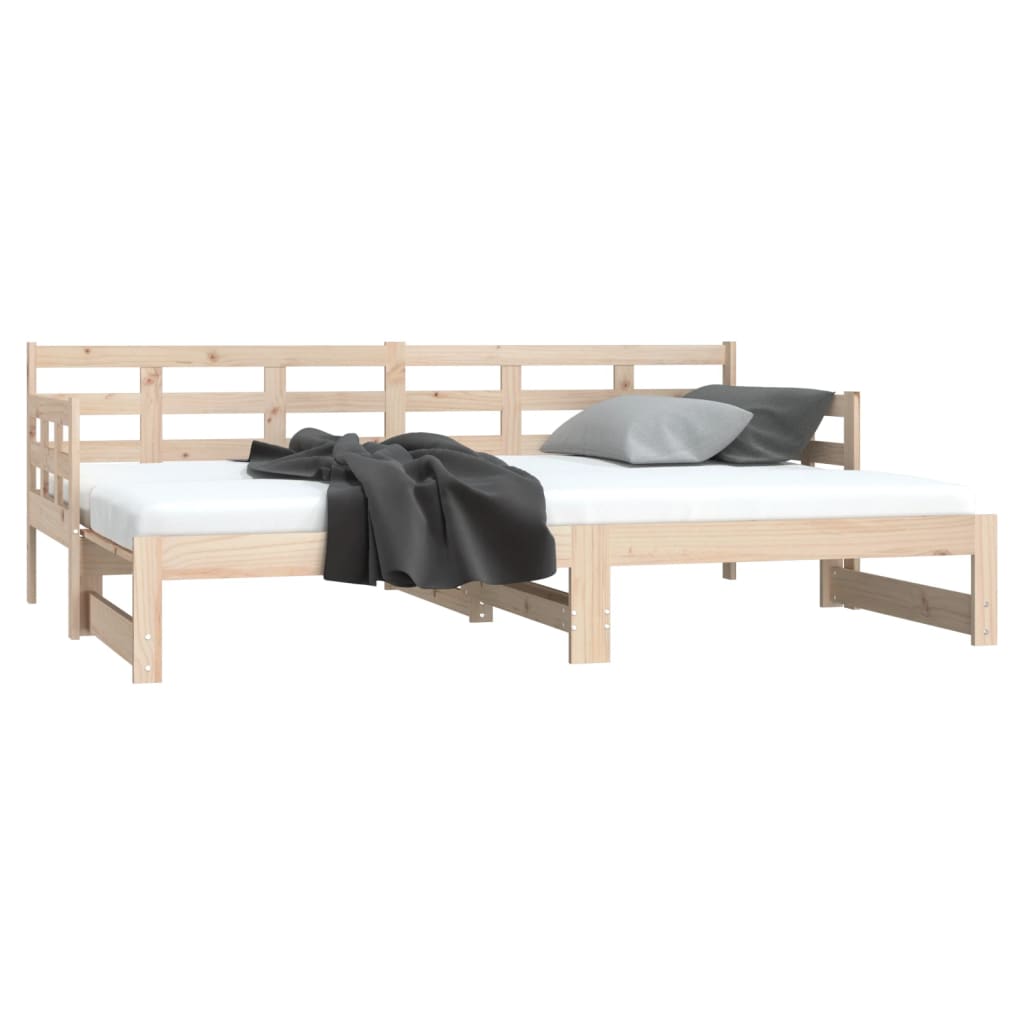 Slaapbank Uitschuifbaar Massief Grenenhout 2X(80X200) Cm 2x (80 x 200) cm Naturel