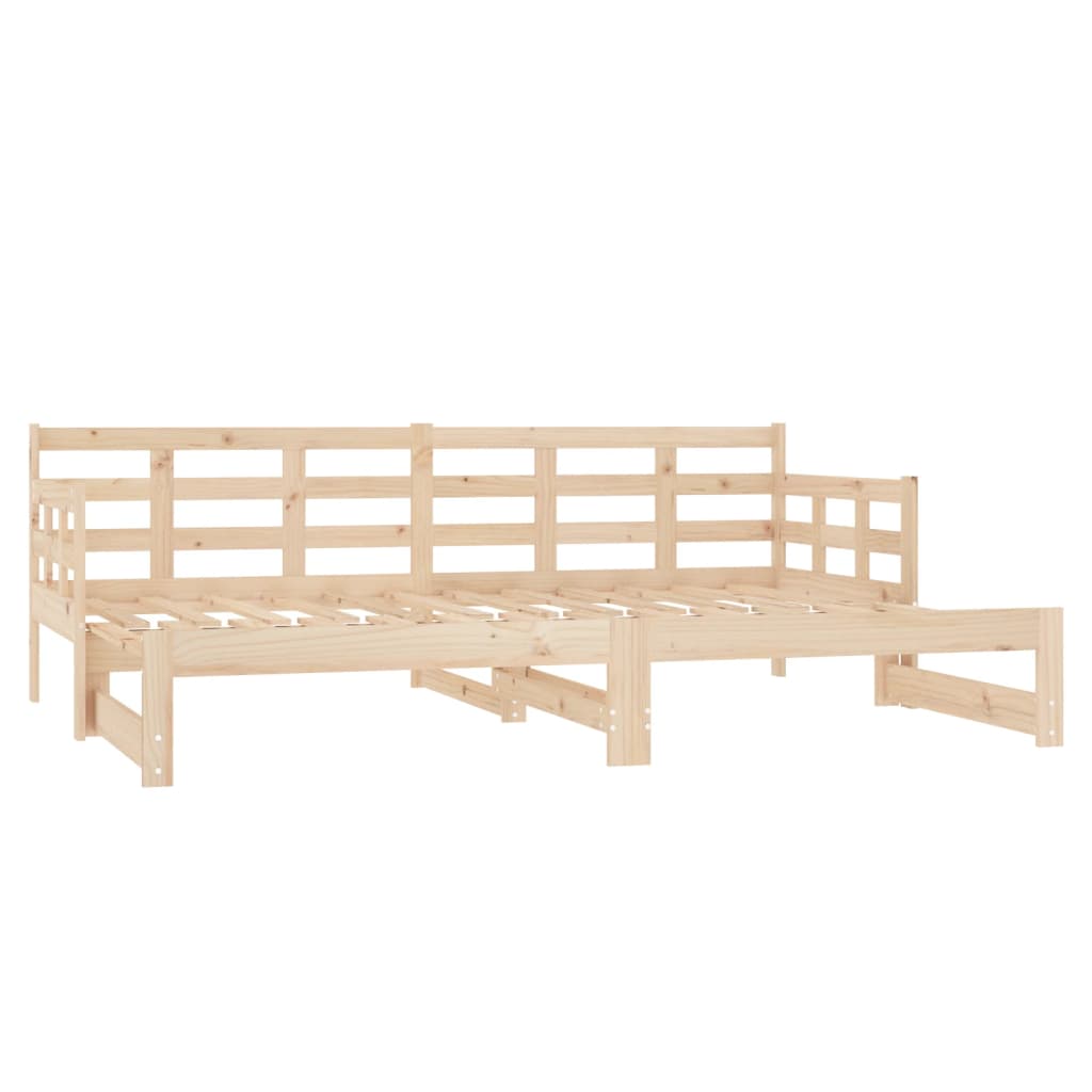 Slaapbank Uitschuifbaar Massief Grenenhout 2X(80X200) Cm 2x (80 x 200) cm Naturel