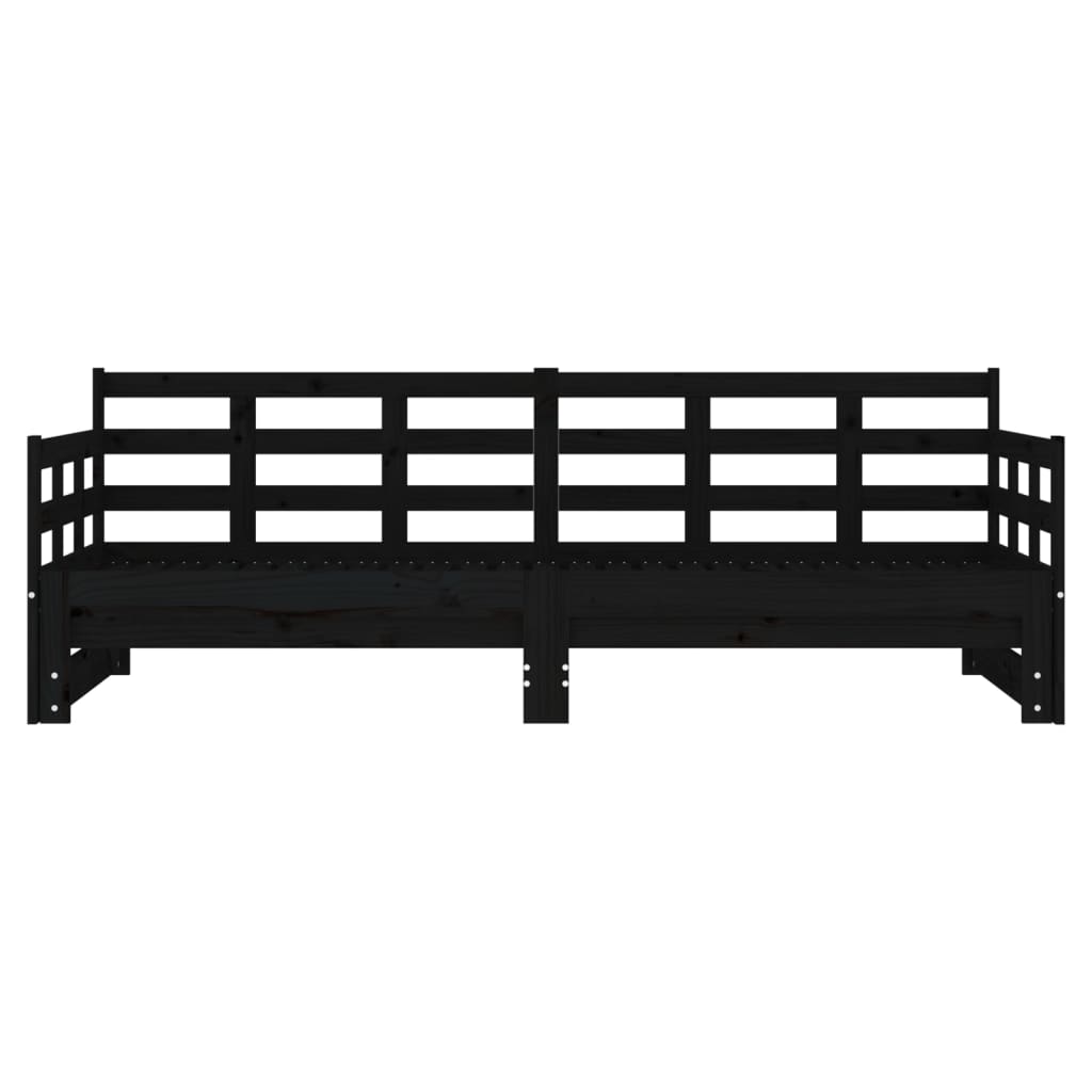 Slaapbank Uitschuifbaar Massief Grenenhout Zwart 2X(80X200) Cm 2x (80 x 200) cm