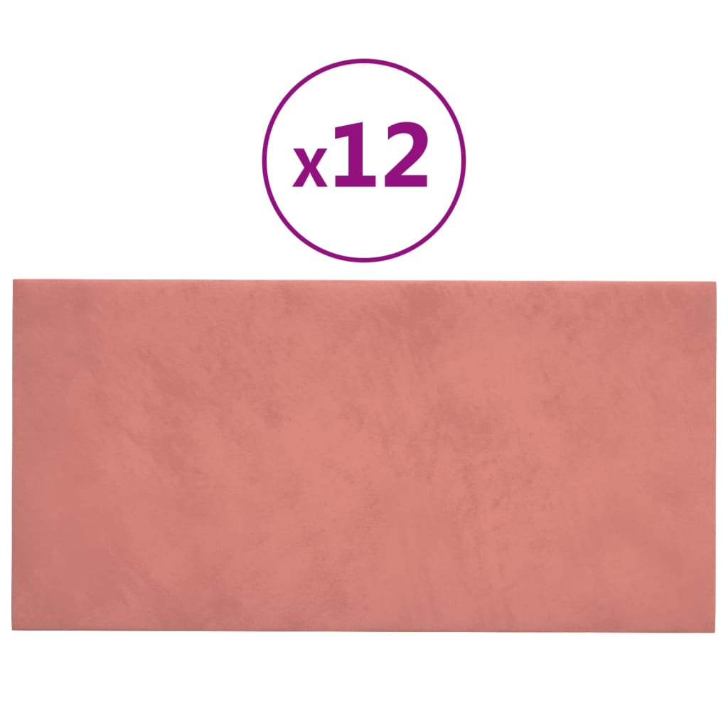 Wandpanelen 12 st 2,16 m² 60x30 cm fluweel roze